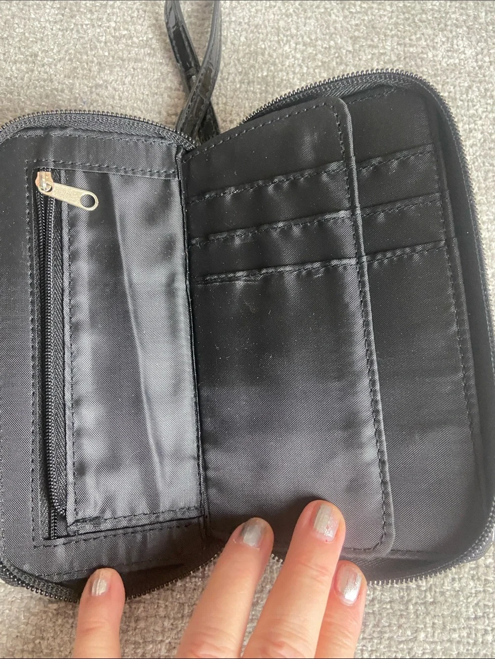 Patent Croc-Embossed Wristlet Phone Case with Wrist Strap - Black